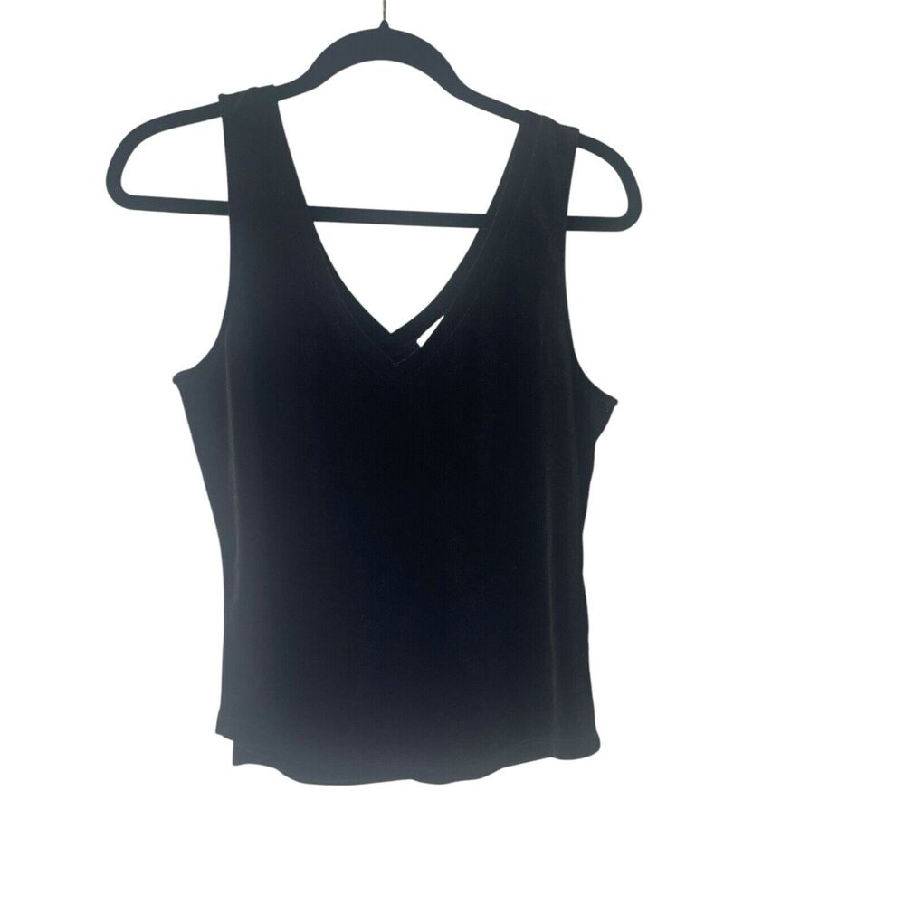 Another Love Women's Size Small Black Velvet Double V Tank‎ Top